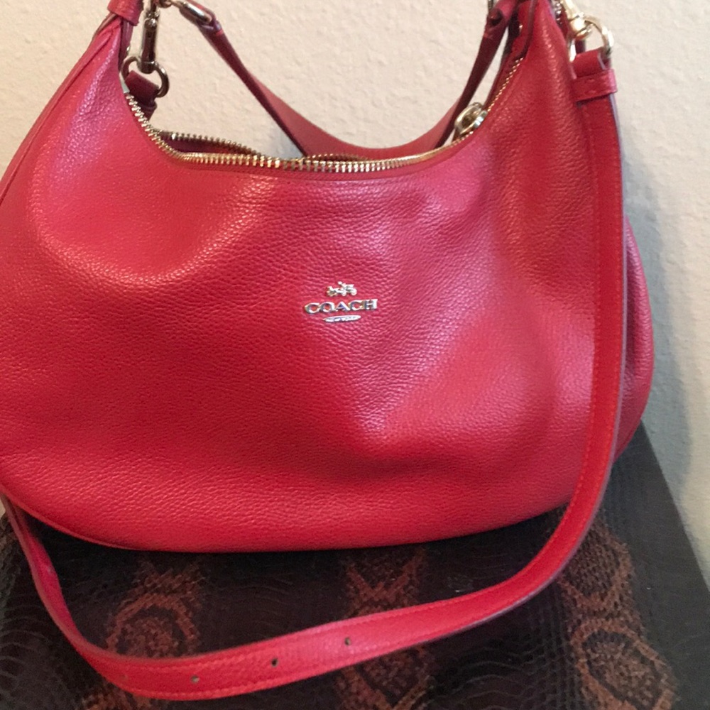 Coach Leather Red Handbag Hobo